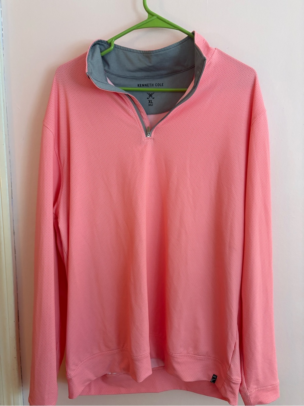 Kenneth Cole Men’s Coral Pink Half-Zip Sweater